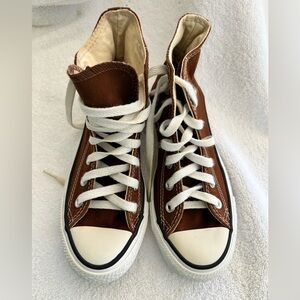 Converse Brown High-Top Sneakers with White Laces